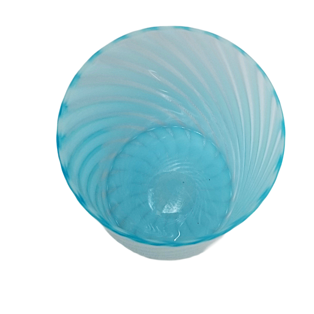 Antique Aqua Blue Opal Swirl Glass Tumbler, Jefferson Glass EAPG Pattern 181