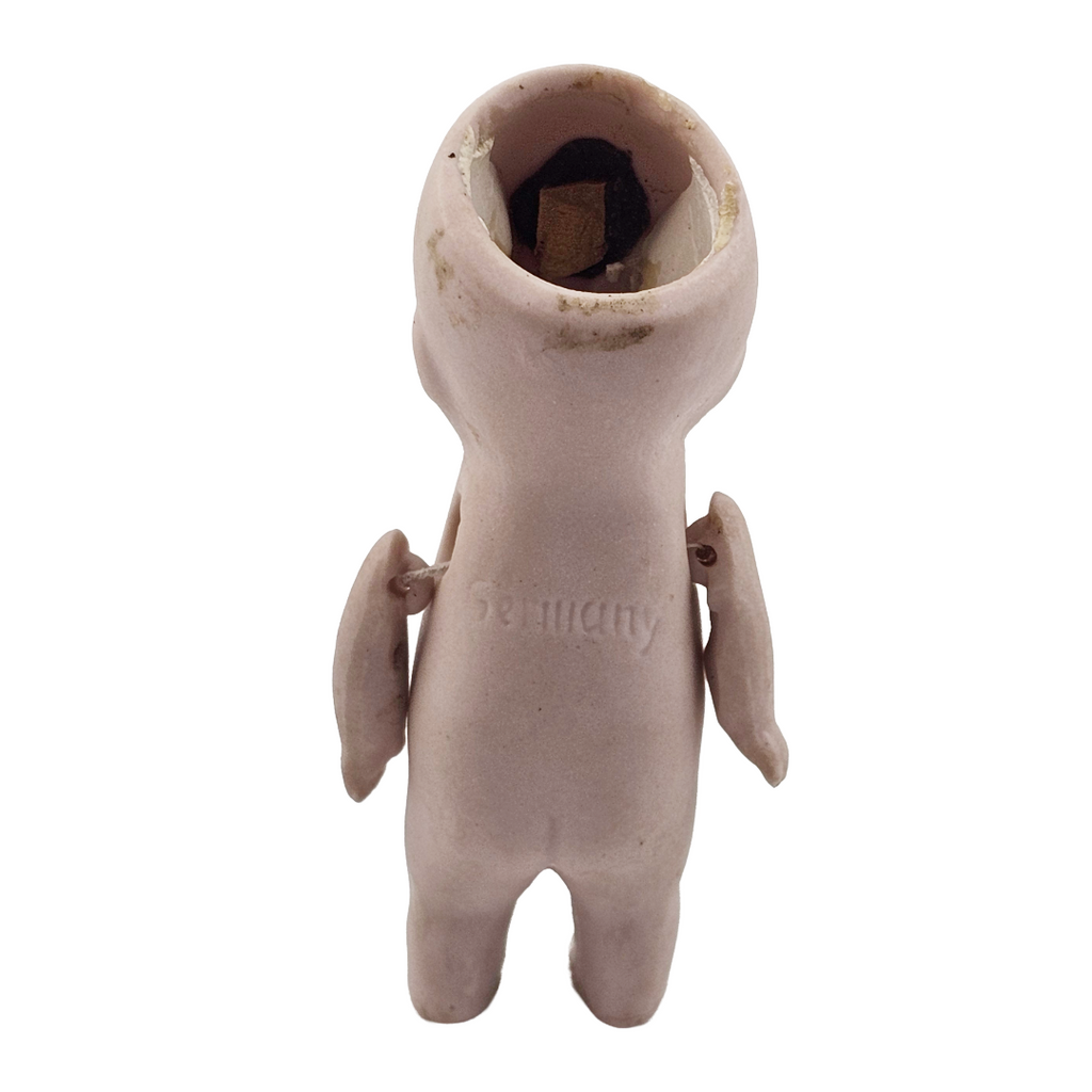 All Bisque German Kewpie Baby Dollhouse Doll Glass Eyes Jointed Arms