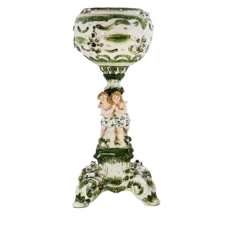 German Porcelain 19th Century Dresden Cherub Kerosene Oil Lamp Base
