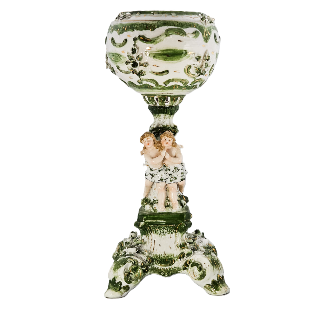 German Porcelain 19th Century Dresden Cherub Kerosene Oil Lamp Base