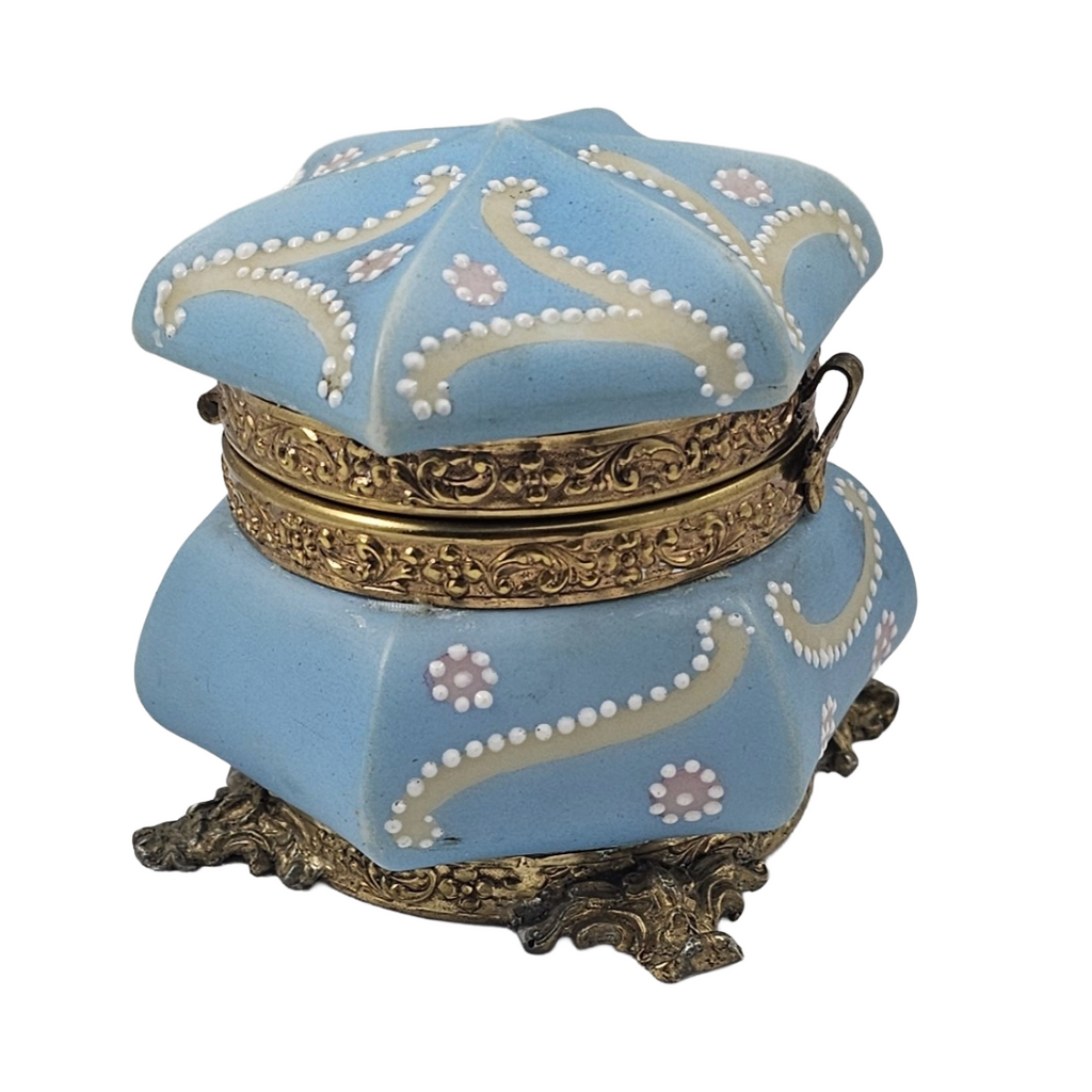 C. F. Monroe Nakara Powder Blue Footed Trinket Dresser Box