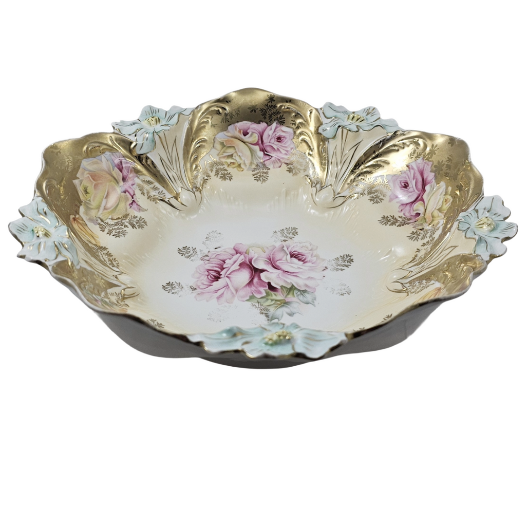 RS Prussia Porcelain Bowl Lily Mold 29 Pink Rose Decor