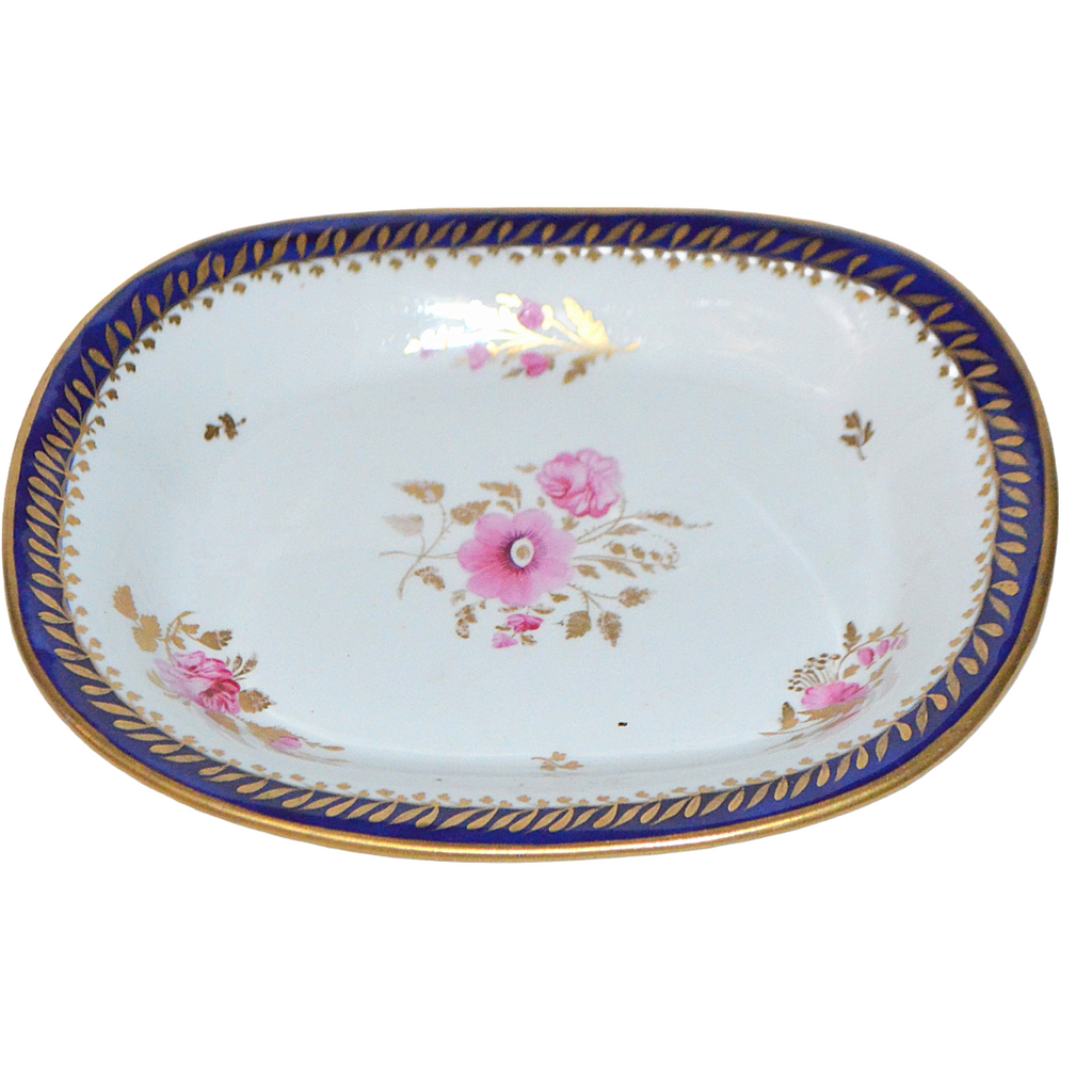 Georgian Period Coalport Hand Painted Cobalt Gold Floral Teapot Stand