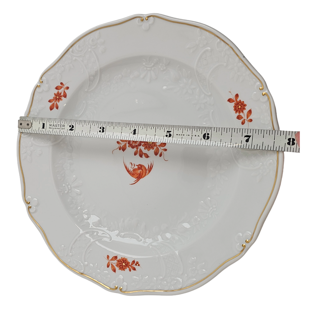 WWII Era Meissen German Porcelain Salad Plate Red Pheasant Pattern