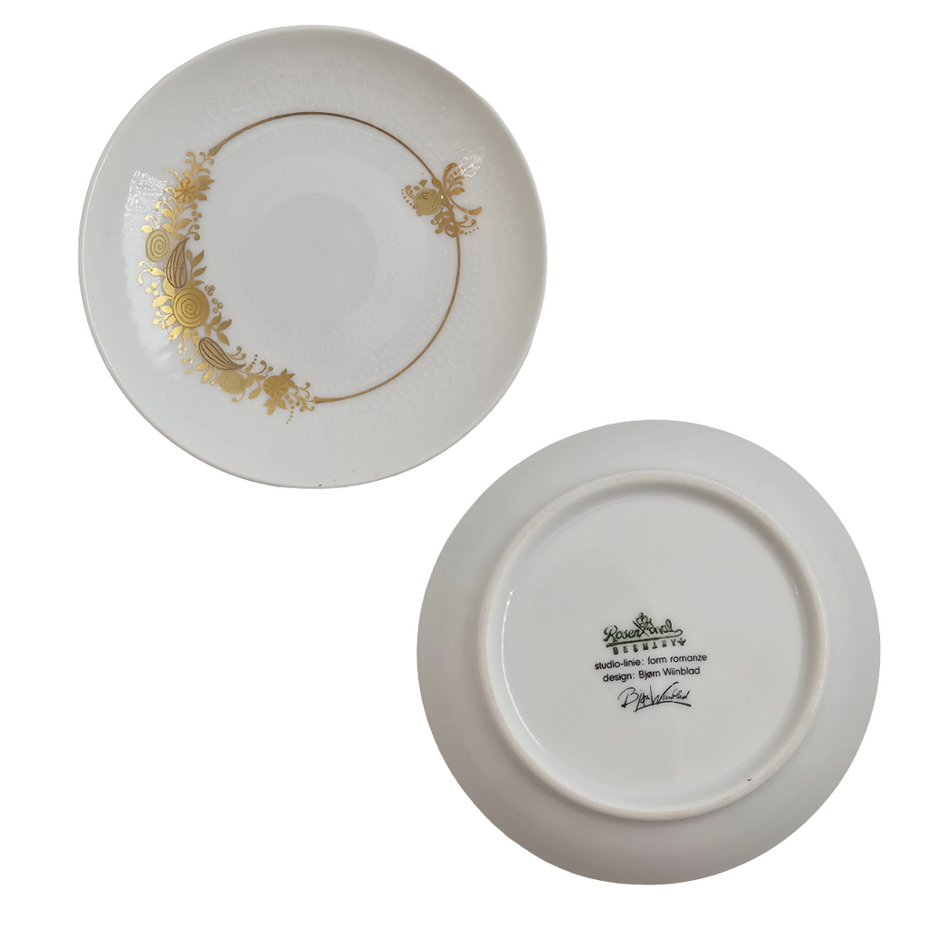 Rosenthal Germany Studio Line Tea Set for Two – Bjorn Wiinblad Design, Gold Floral Trim