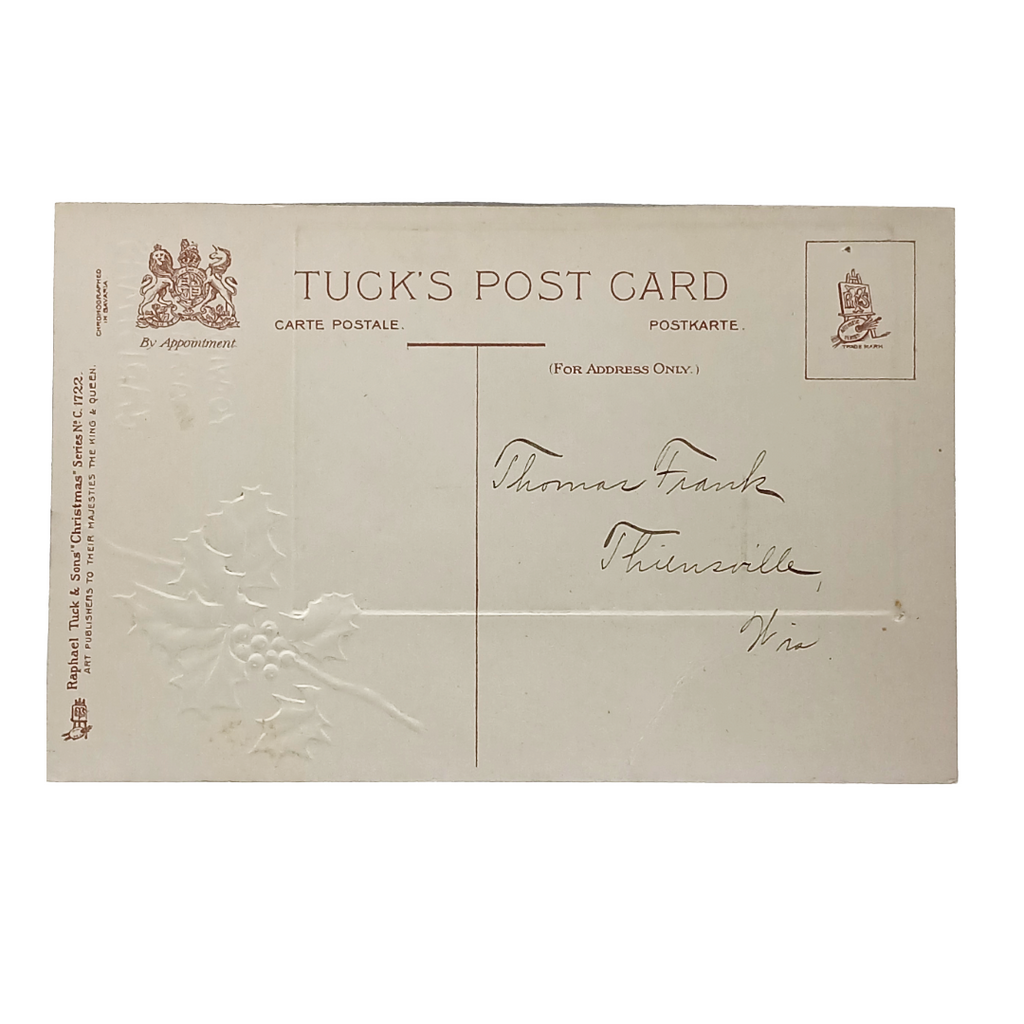 Christmas Postcard Tuck Series 1722 Embossed w/ Glitter Dutch Landscape