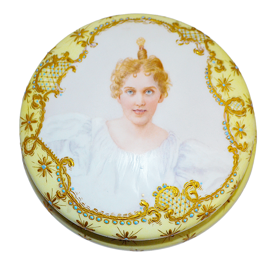 Limoges Portrait Dresser Box Jewelry Casket Vanity Jar Artist Signed