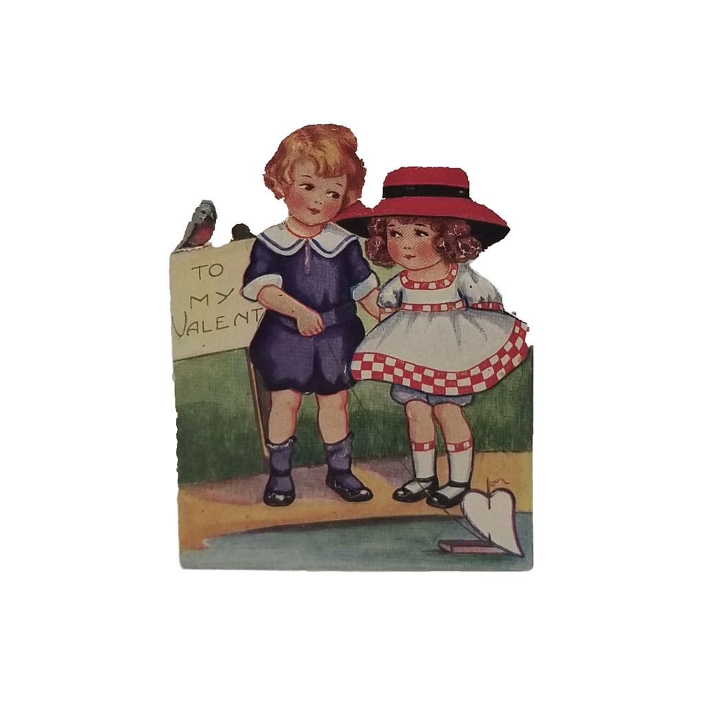 Die Cut Valentine Card Whitney Pub Children w/ Sailboat