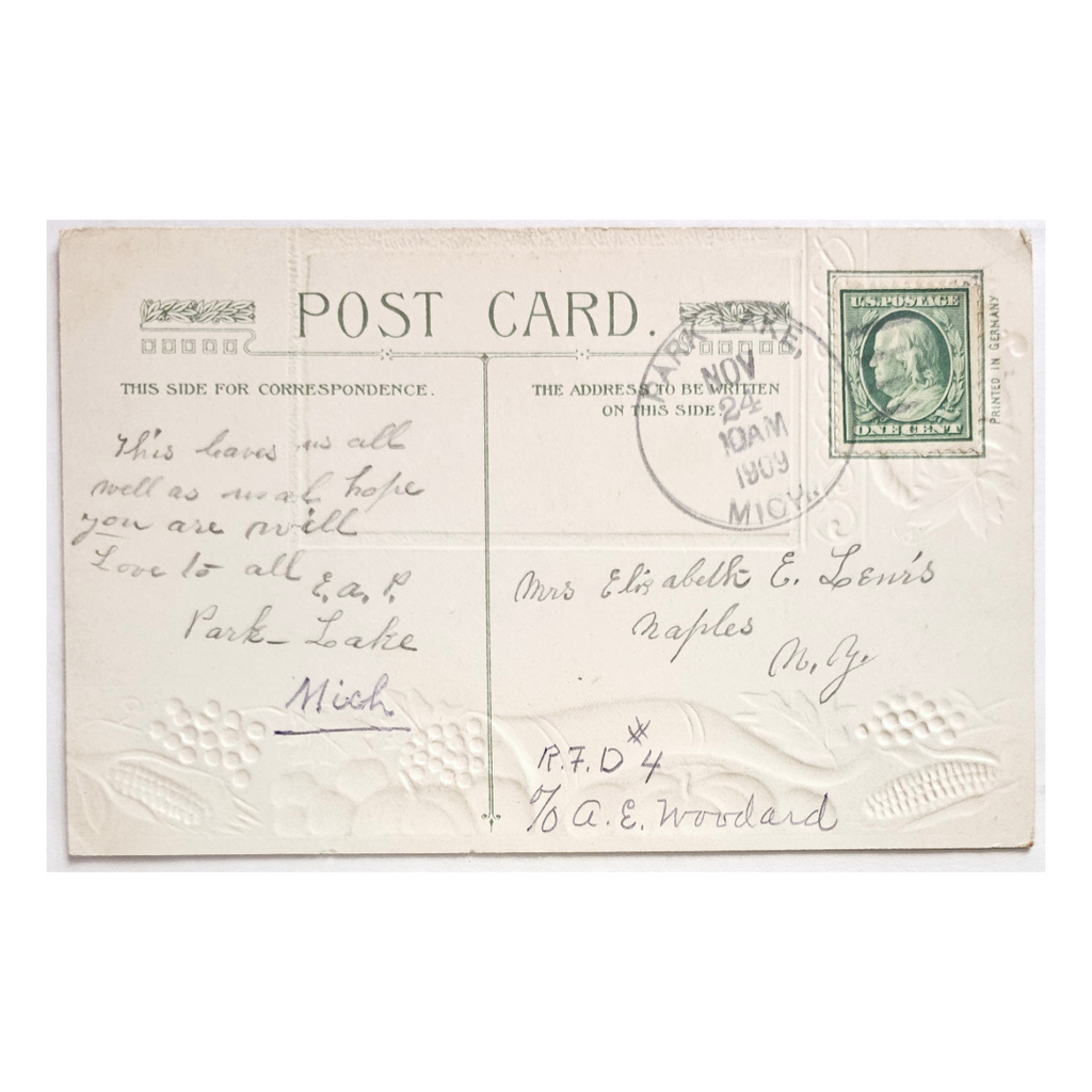 Thanksgiving Postcard Winsch Pub Pilgrims with Whittier Poem