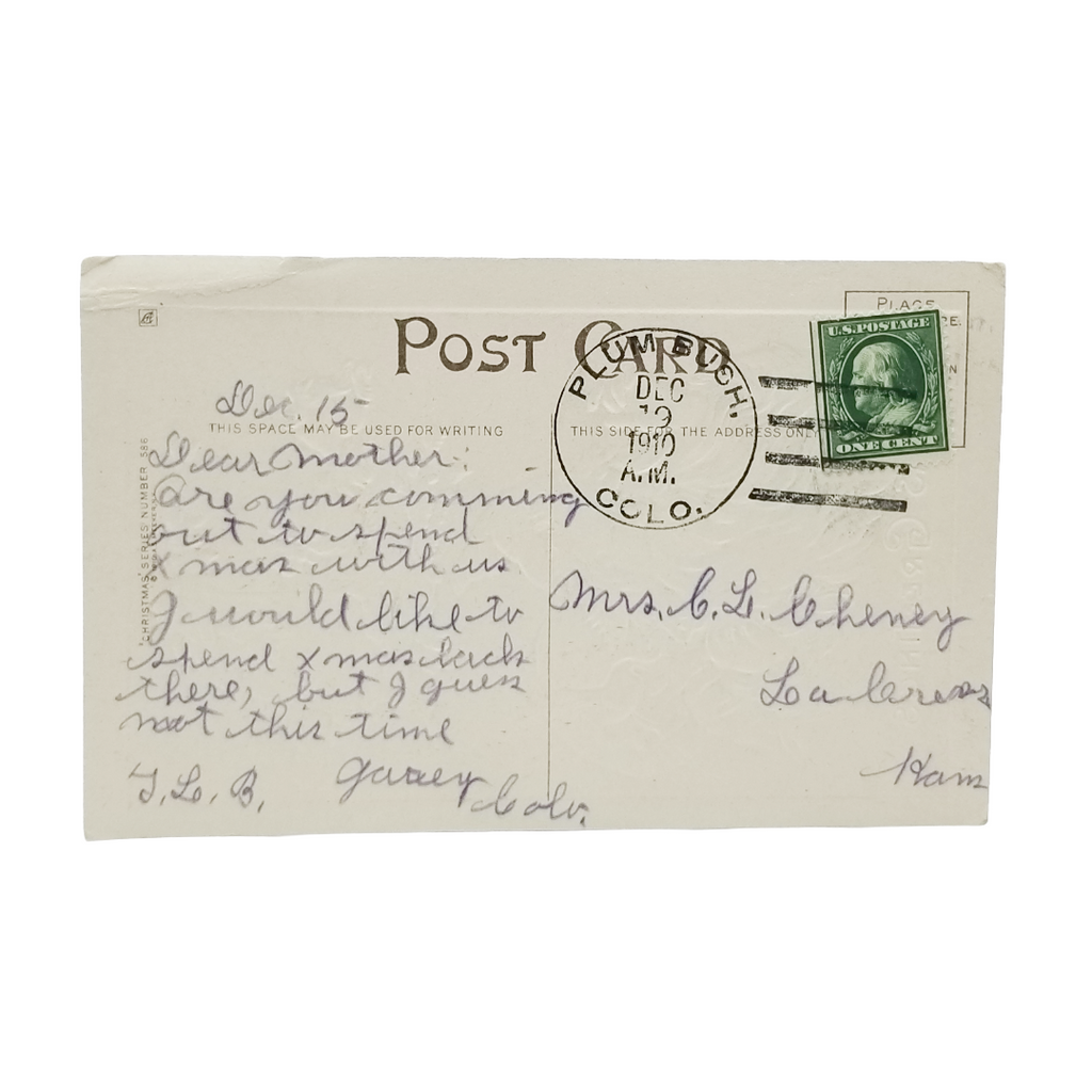 Christmas Postcard Santa Claus w/ Toys Children at Window Above