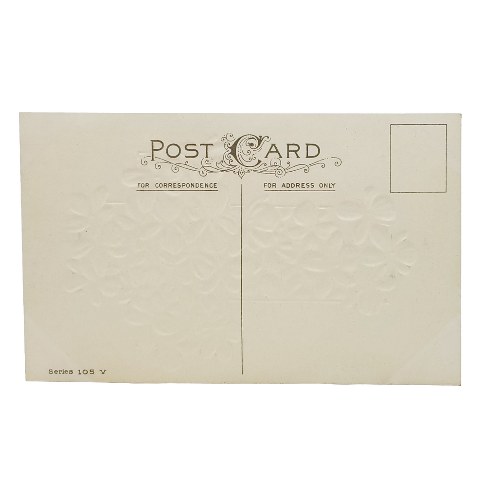 Embossed Easter Postcard Cross Covered in Violet Flowers