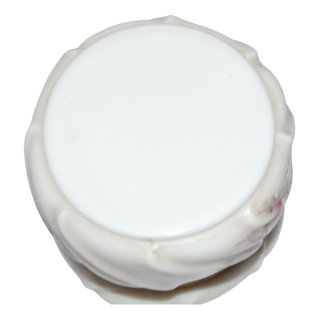 CF Monroe Helmschmeid Swirl Opal Ware Dresser Box with Orange Enamel Painted Flowers