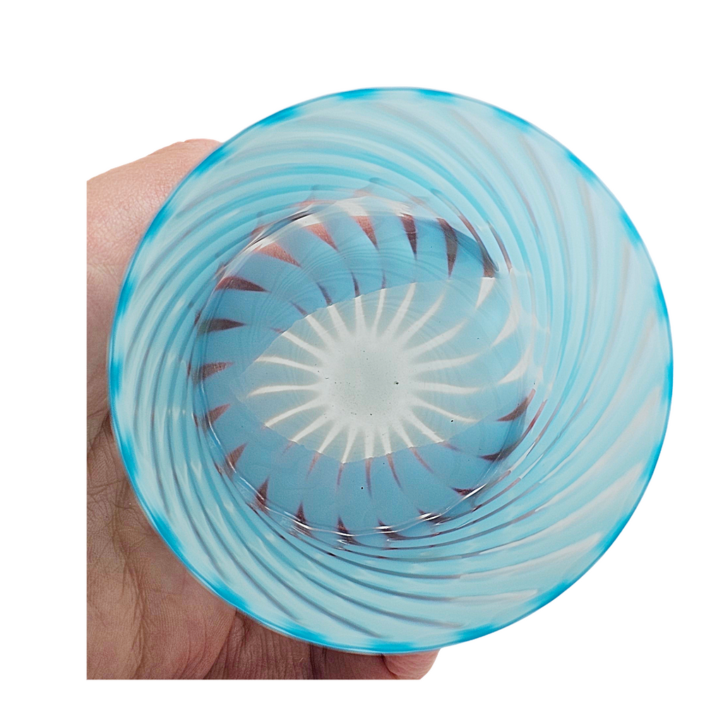 Antique Aqua Blue Opal Swirl Glass Tumbler, Jefferson Glass EAPG Pattern 181