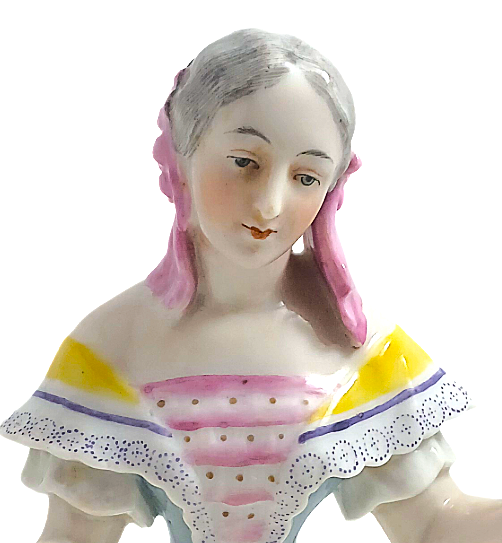 Rare German Porcelain Half-Doll "Elegant Lady in Pastels" by Dressel & Kister