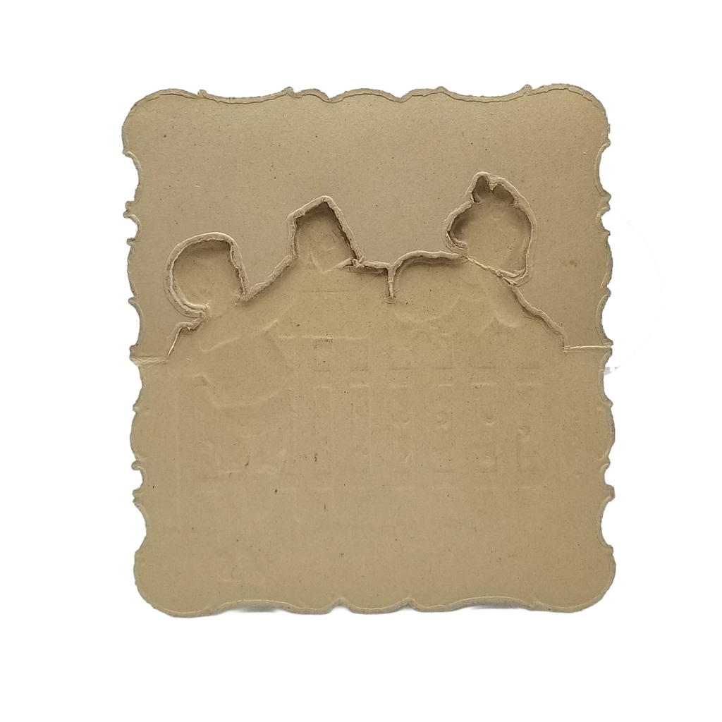 Miniature German Die Cut Mechanical Valentine Card Children at Fence