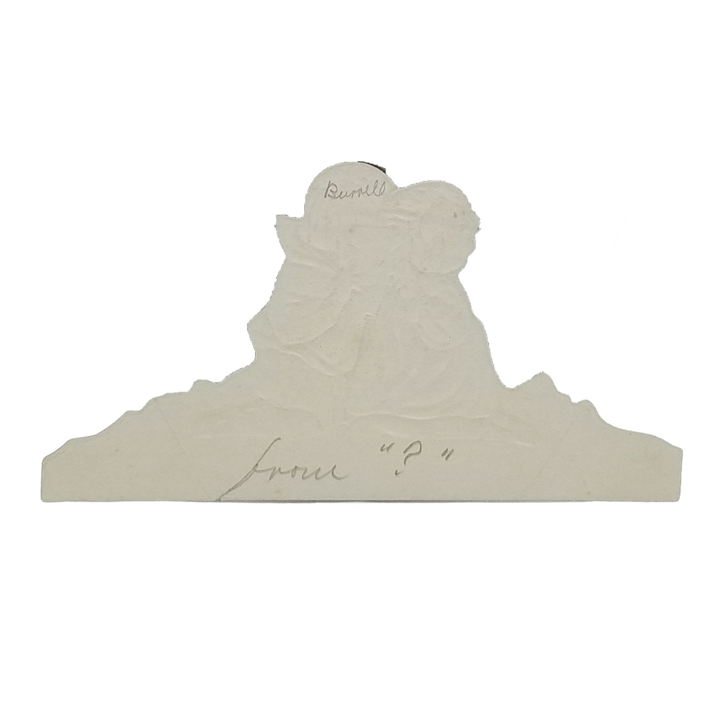 Vintage Valentine Die Cut Card Children Kissing Behind Envelope