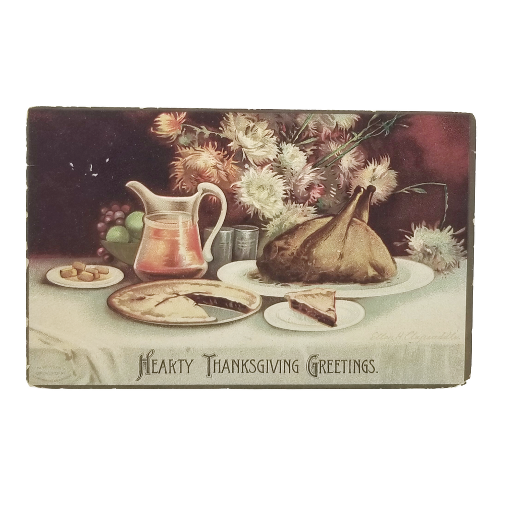 Thanksgiving Postcard Turkey Feast Artist Clapsaddle