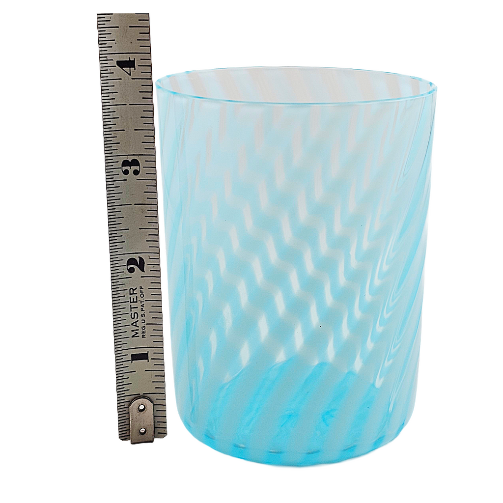 Antique Aqua Blue Opal Swirl Glass Tumbler, Jefferson Glass EAPG Pattern 181