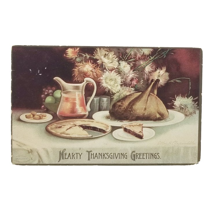 Thanksgiving Postcard Turkey Feast Artist Clapsaddle