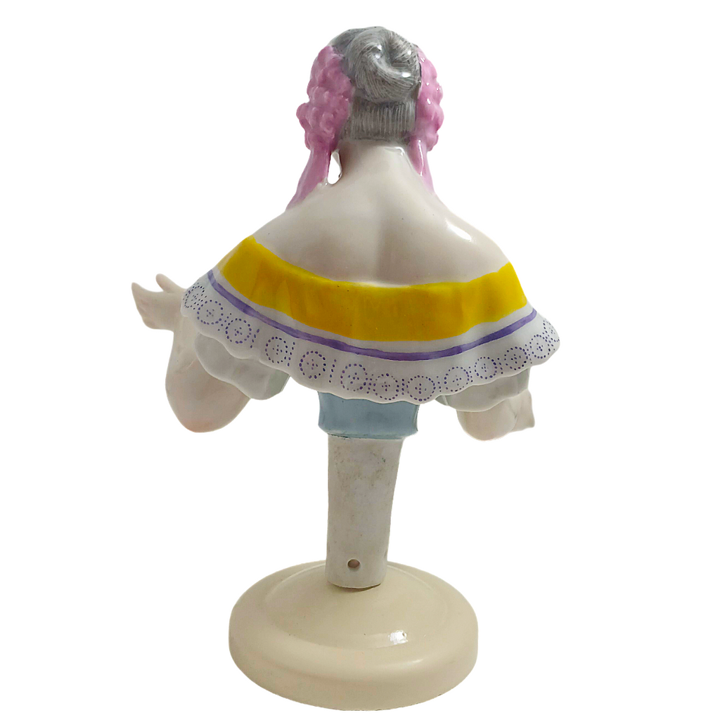Rare German Porcelain Half-Doll "Elegant Lady in Pastels" by Dressel & Kister