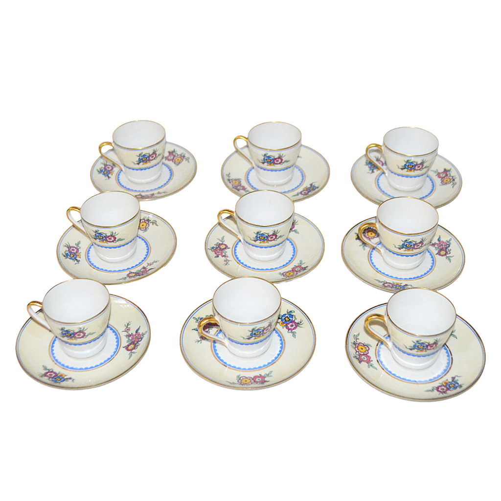LIMOGES Porcelain Demitasse Cup Saucer Set C. Ahrenfeldt 18 Pc Teacup Service