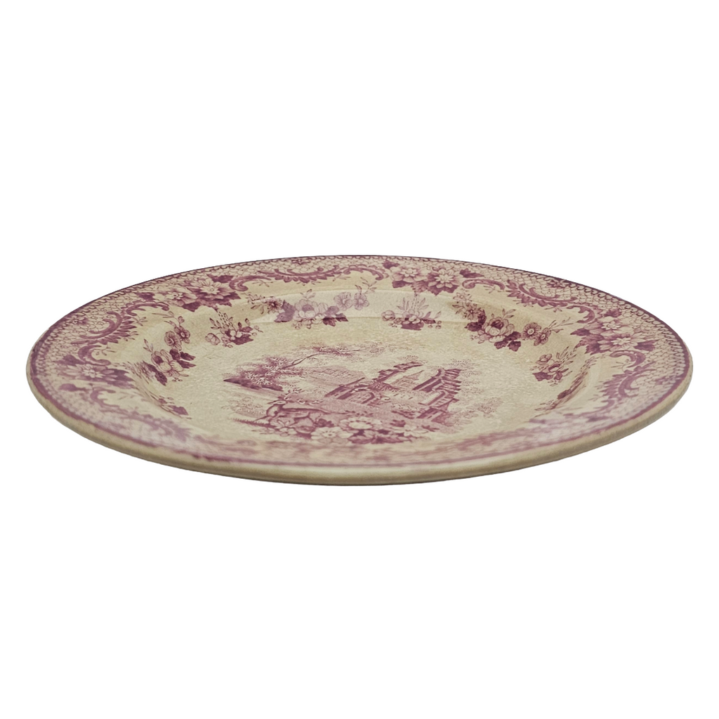 Antique English Ironstone Plum Transferware Plate ANTIQUARIAN Deer Thomas Fell
