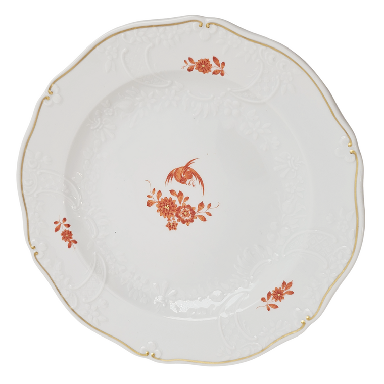 WWII Era Meissen German Porcelain Salad Plate Red Pheasant Pattern