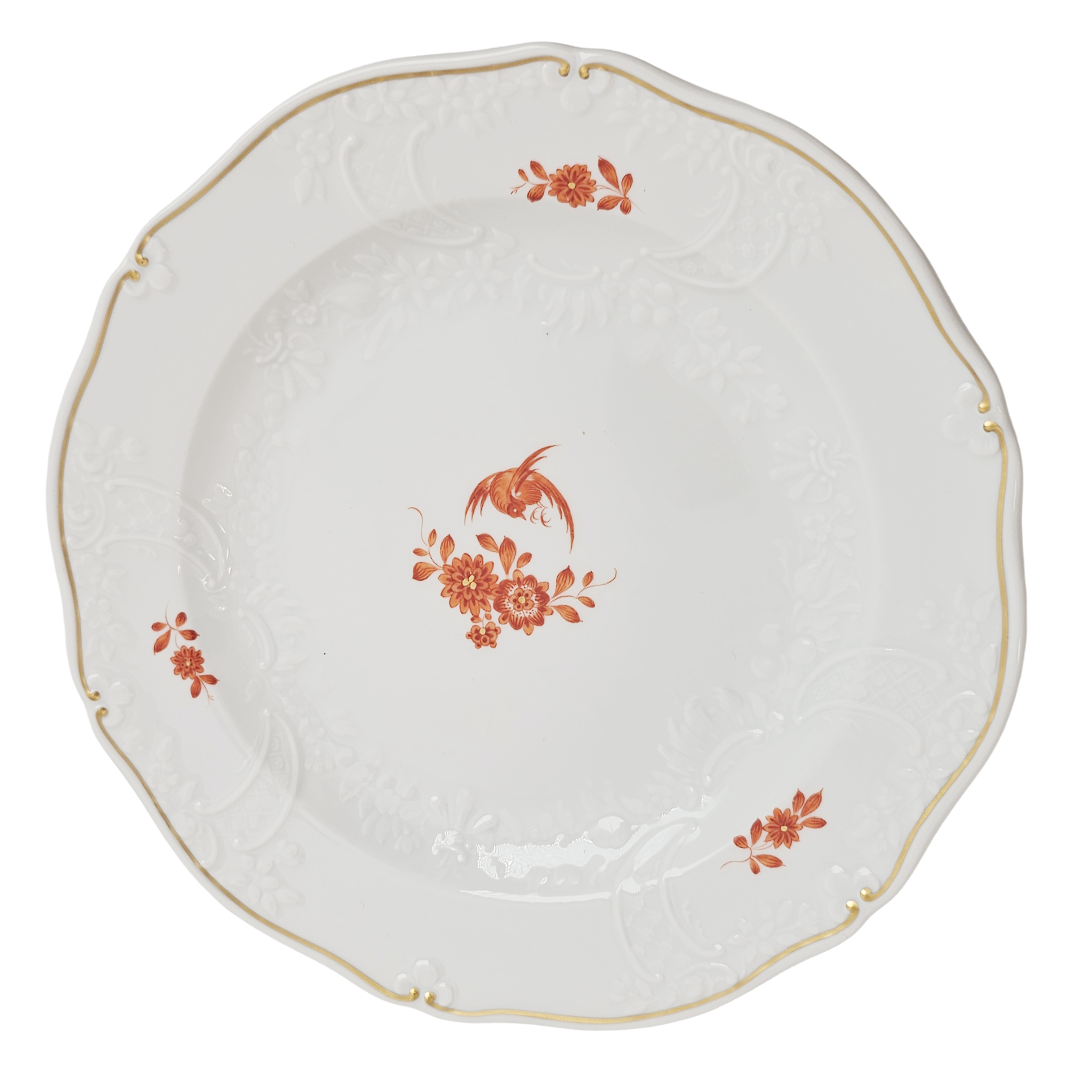 WWII Era Meissen German Porcelain Salad Plate Red Pheasant Pattern