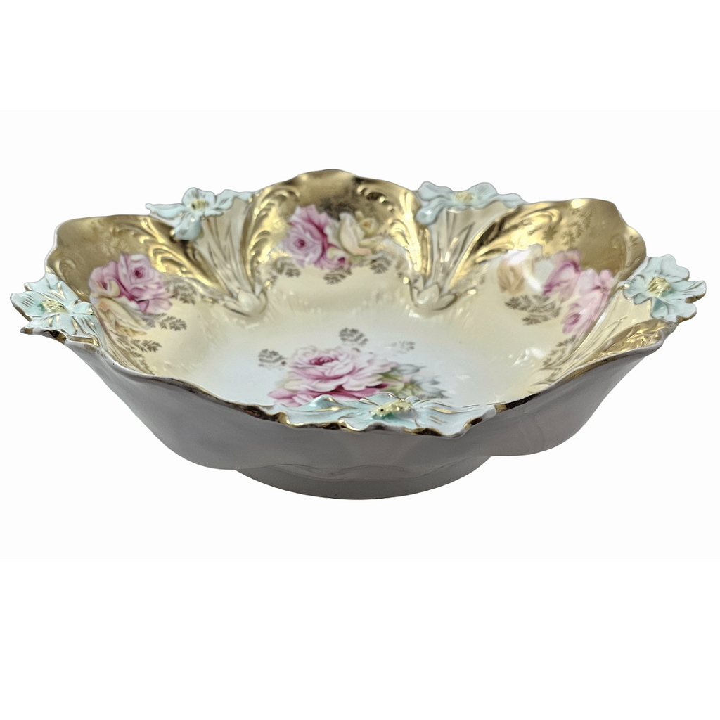 RS Prussia Porcelain Bowl Lily Mold 29 Pink Rose Decor