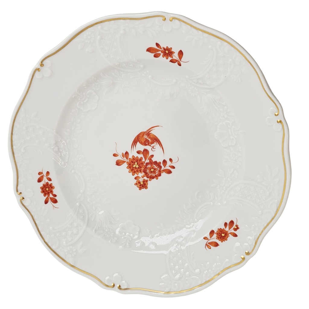 WWII Era Meissen German Porcelain Dessert Plate Red Pheasant Pattern