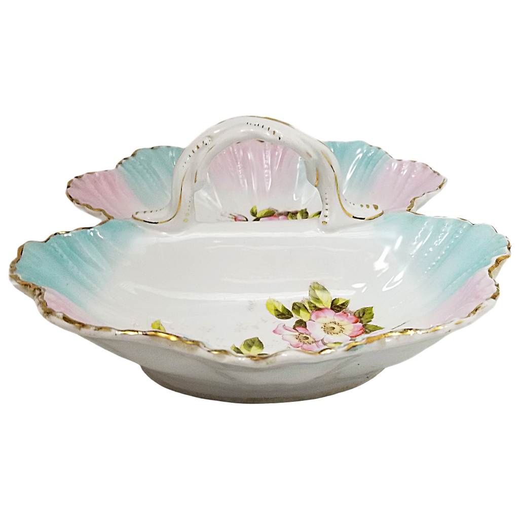 KPM Porcelain Double Sided Serving Dish Basket Style w/ Handle