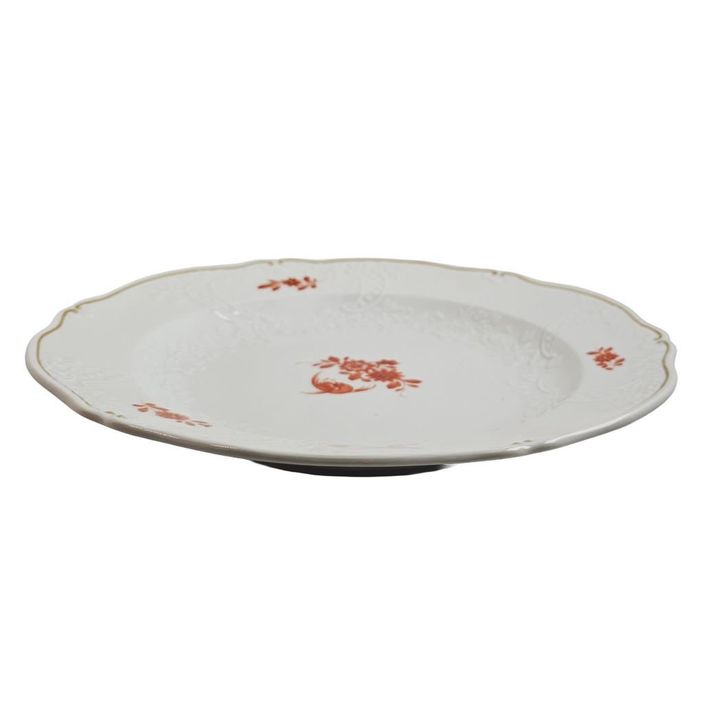 WWII Era Meissen German Porcelain Luncheon or Dinner Plate Red Pheasant Pattern