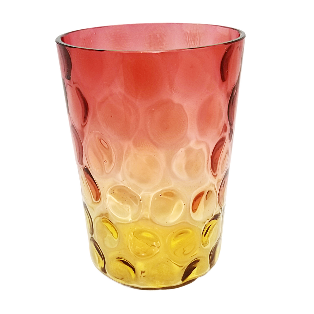 Amberina Glass Tumbler, Inverted Thumbprint Dot Optic Pattern, New England Glass Co 1800s