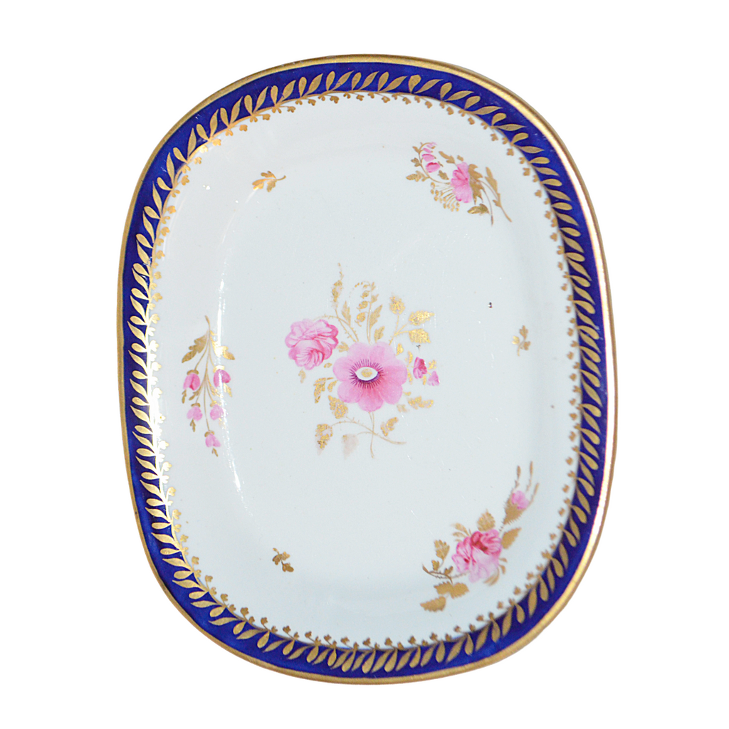 Georgian Period Coalport Hand Painted Cobalt Gold Floral Teapot Stand