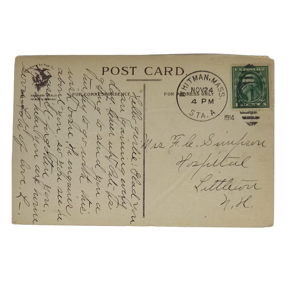 Thanksgiving Postcard Artist Clapsaddle Wishbone with Landscape