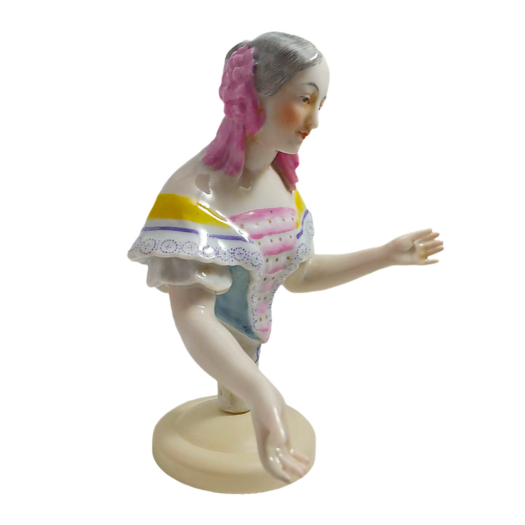 Rare German Porcelain Half-Doll "Elegant Lady in Pastels" by Dressel & Kister