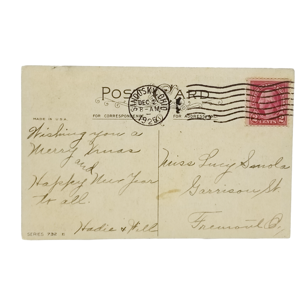 Christmas Postcard Santa Claus Leading Parade of Children in Forest 732E