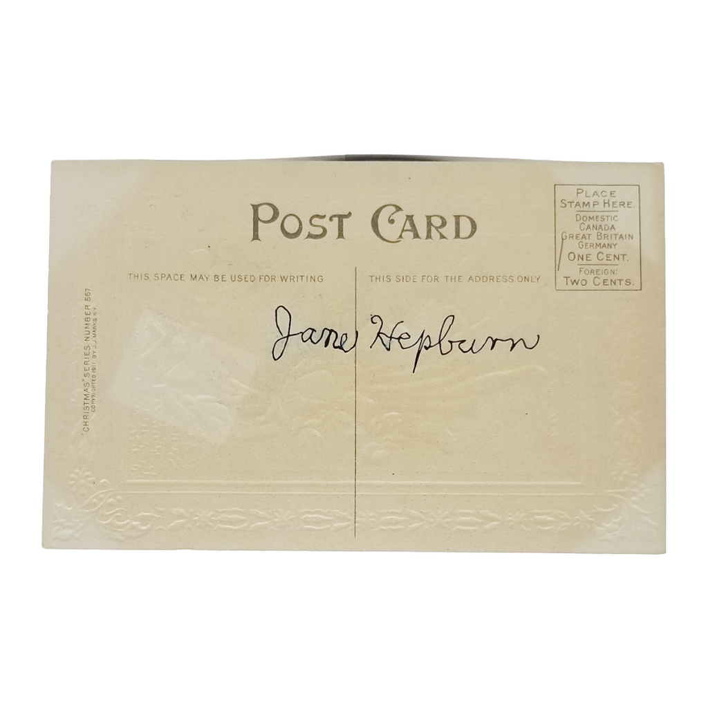 Christmas Postcard Santa Chasing Girl Throwing Snowballs Series 567 JJ Marks