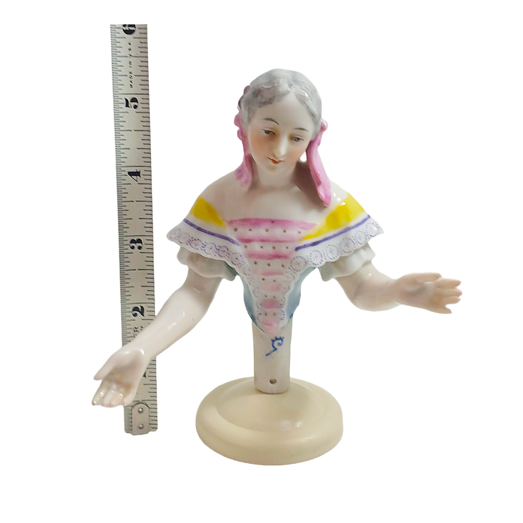 Rare German Porcelain Half-Doll "Elegant Lady in Pastels" by Dressel & Kister