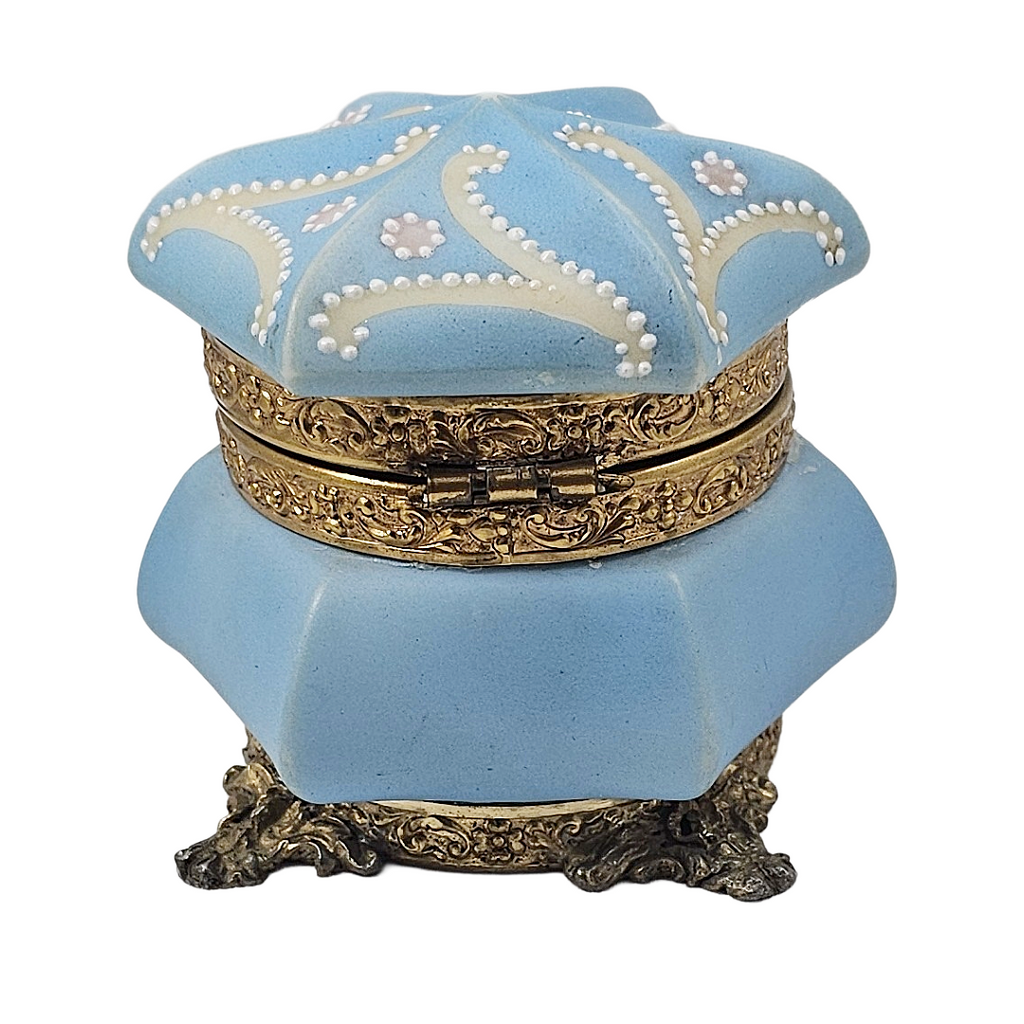 C. F. Monroe Nakara Powder Blue Footed Trinket Dresser Box