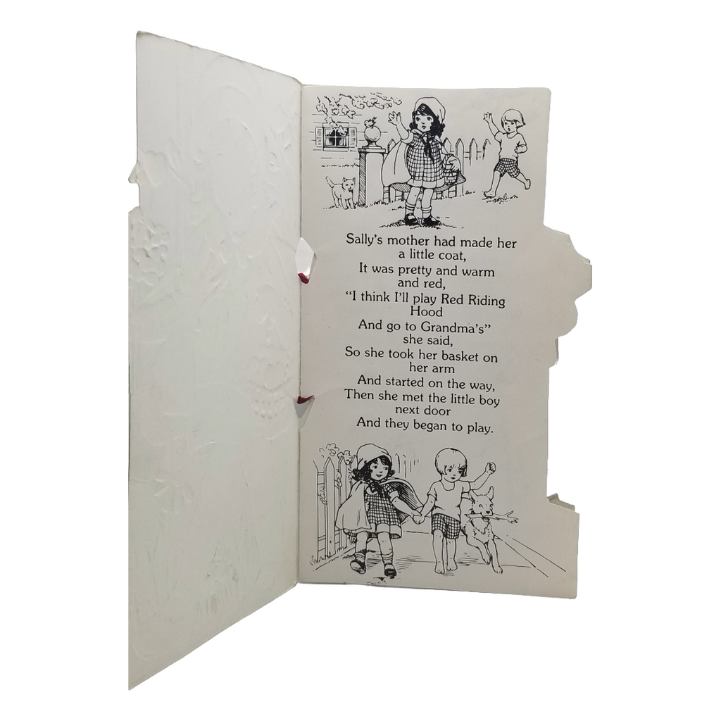 Vintage Valentine Die Cut Red Riding Hood Storybook Card