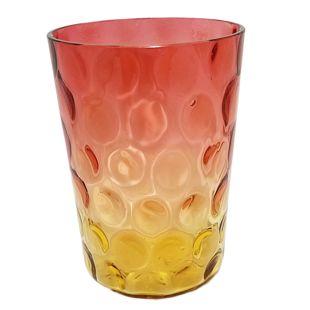 Amberina Glass Tumbler, Inverted Thumbprint Dot Optic Pattern, New England Glass Co 1800s