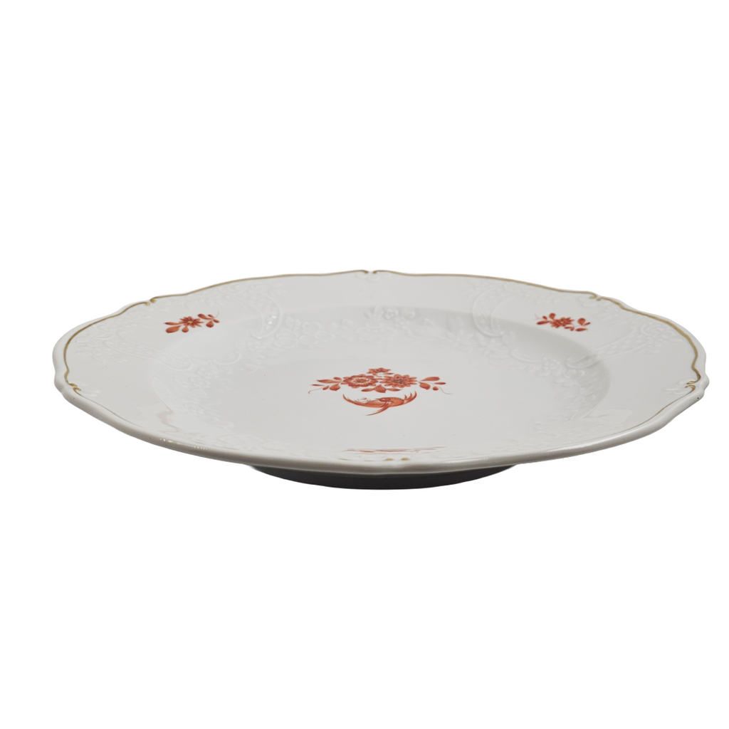 WWII Era Meissen German Porcelain Luncheon or Dinner Plate Red Pheasant Pattern