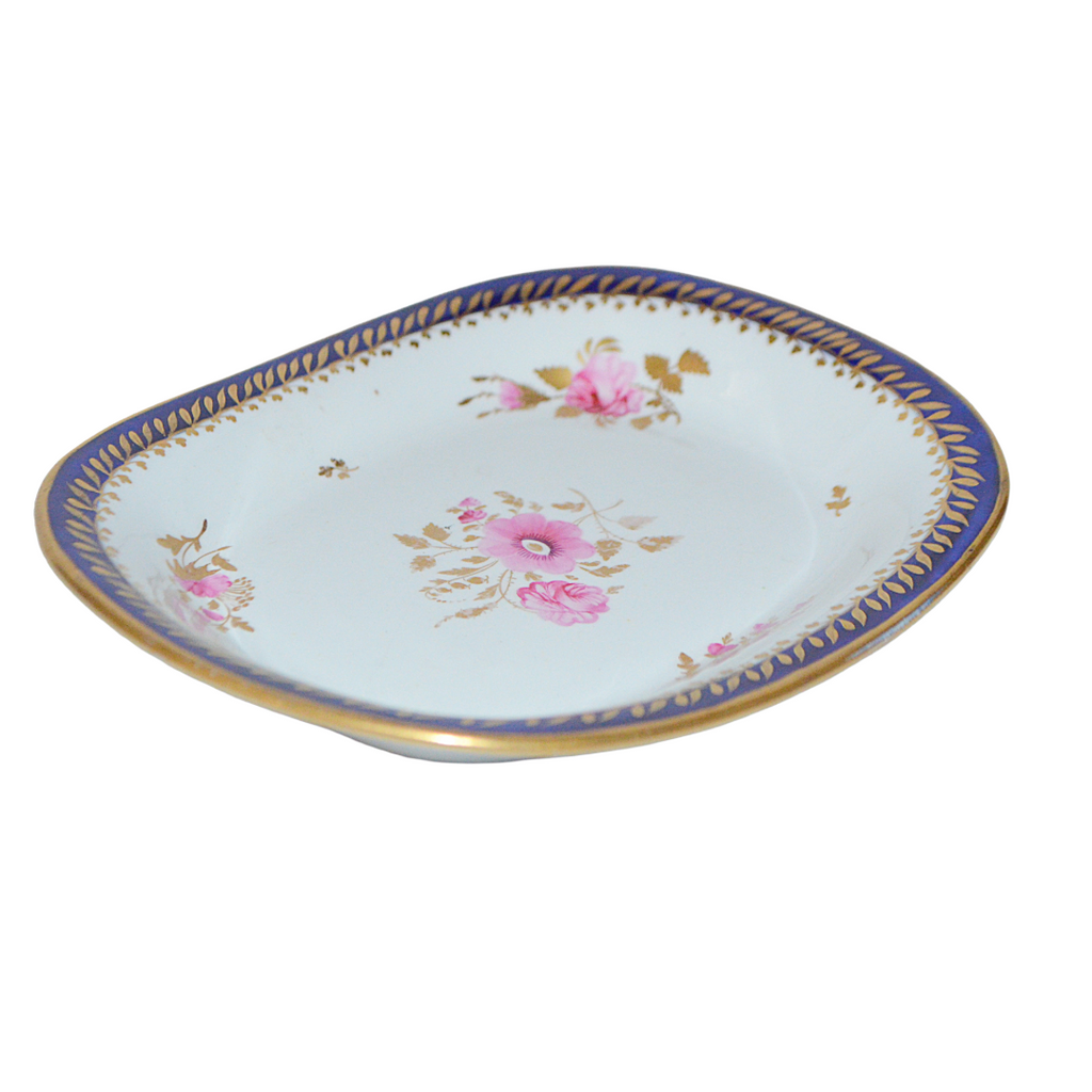 Georgian Period Coalport Hand Painted Cobalt Gold Floral Teapot Stand