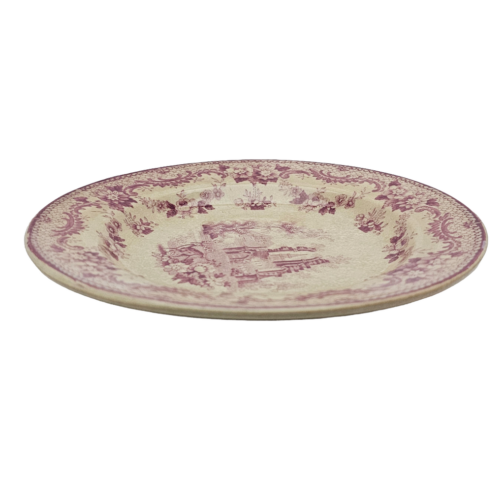 Antique English Ironstone Plum Transferware Plate ANTIQUARIAN Deer Thomas Fell