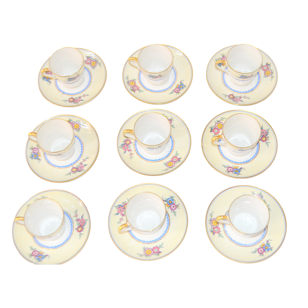 LIMOGES Porcelain Demitasse Cup Saucer Set C. Ahrenfeldt 18 Pc Teacup Service