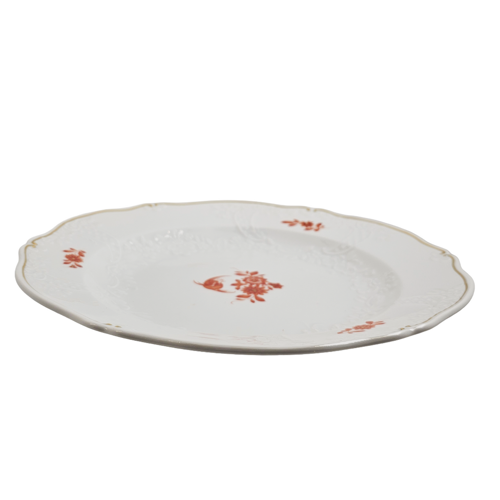 WWII Era Meissen German Porcelain Luncheon or Dinner Plate Red Pheasant Pattern