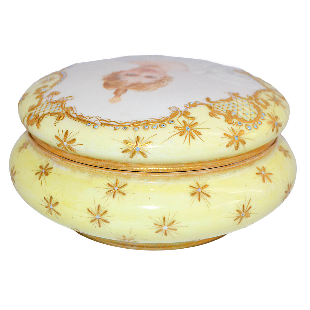 Limoges Portrait Dresser Box Jewelry Casket Vanity Jar Artist Signed