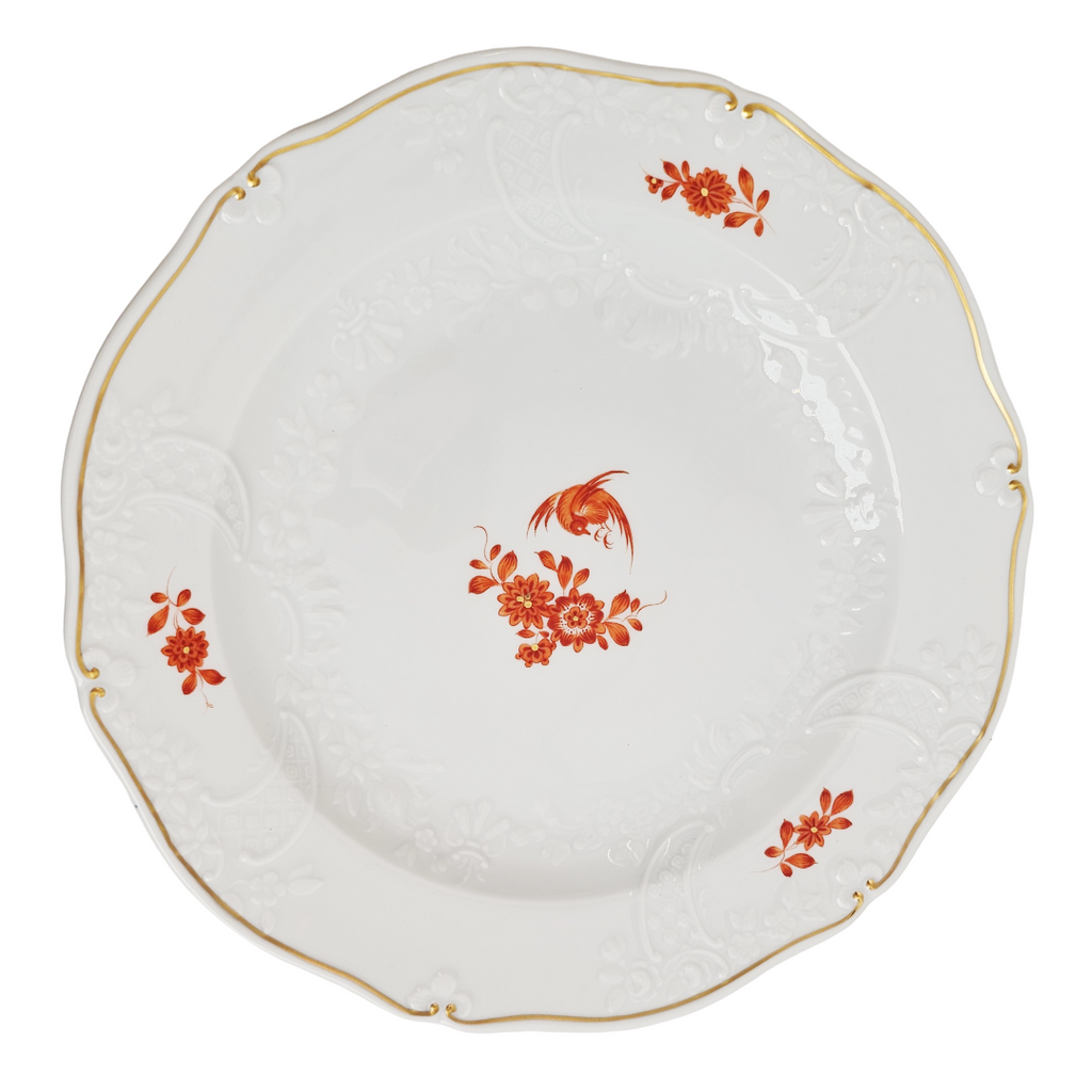 WWII Era Meissen German Porcelain Dessert Plate Red Pheasant Pattern