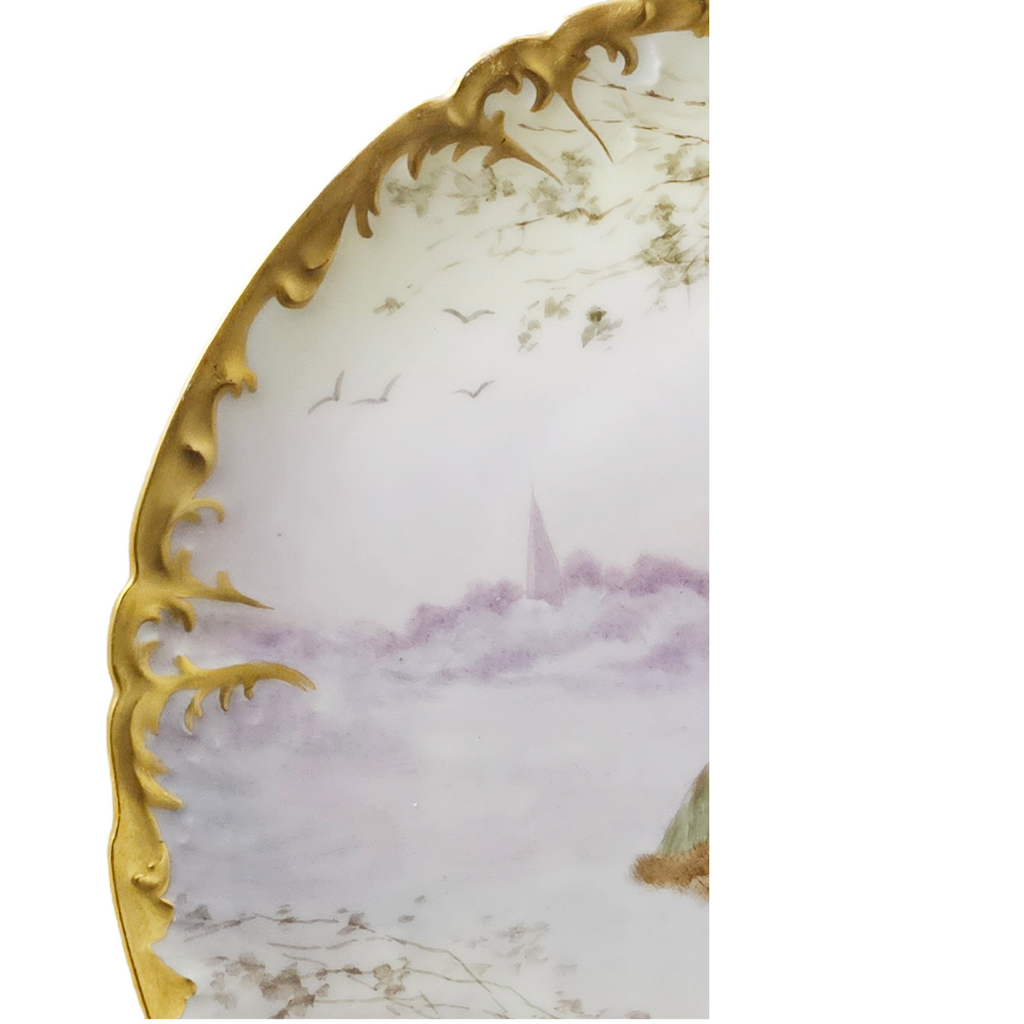 Antique Limoges French Porcelain Charger | JPL Hand Painted Plaque | Large Portrait Plate